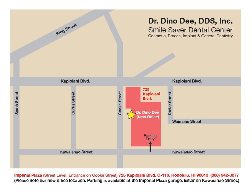 map of office location, Dr. Dino Dee DDS Inc, dentist Honolulu HI